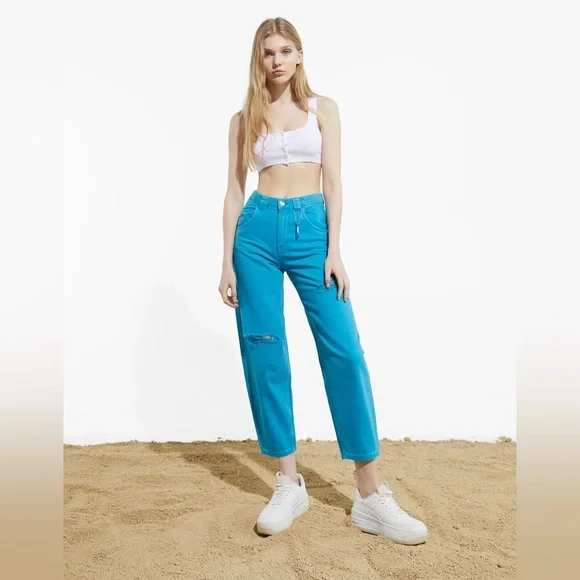 Bershka Pants Jumpsuits Bershka Blue Balloon Style Pants